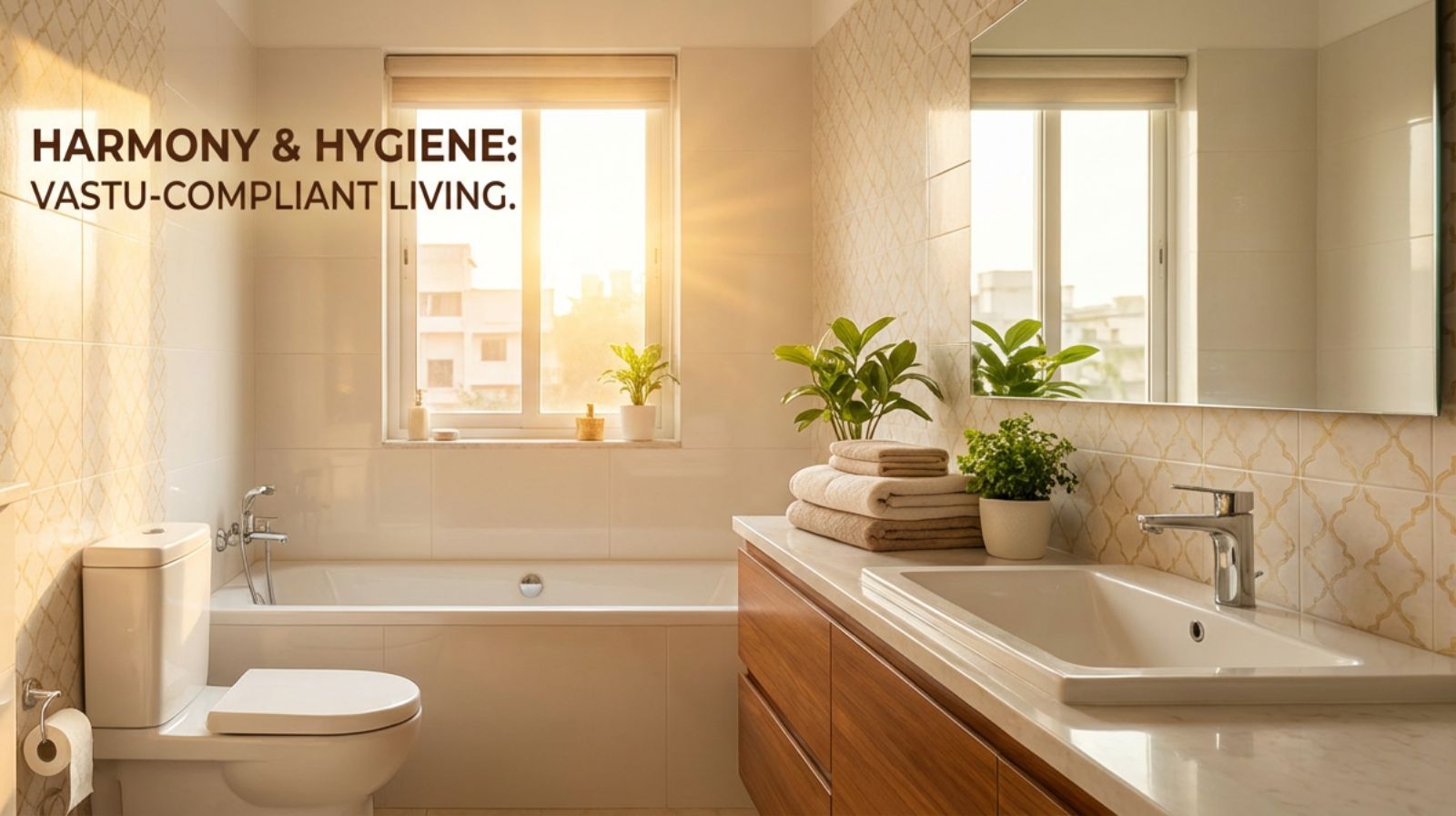Modern Mumbai flat bathroom Vastu-compliant with natural lighting, health and harmony.