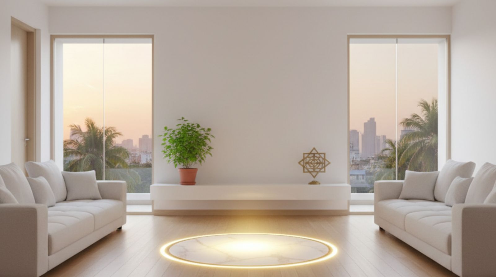 Brahmasthan Vastu layout with clutter-free central space in a Mumbai flat