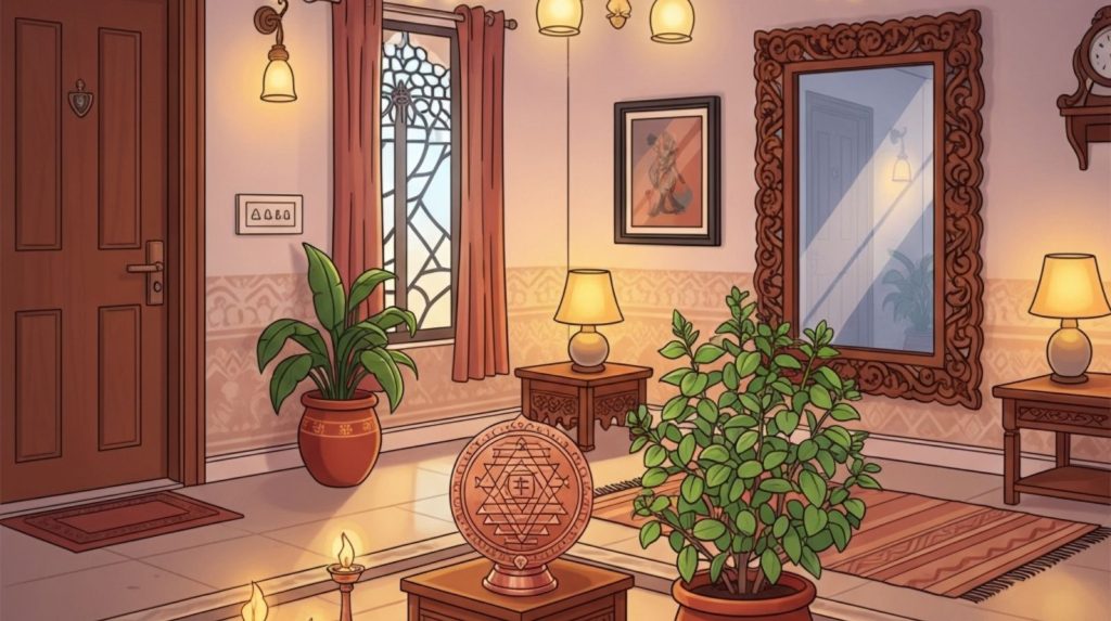 Open and bright Brahmasthan area in a Mumbai flat following Vastu principles