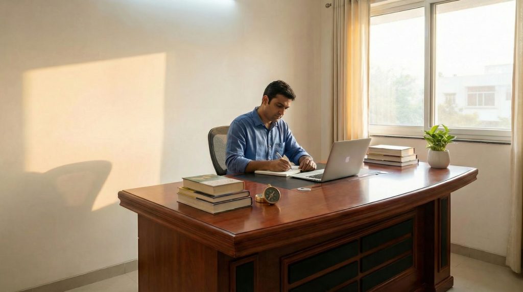 Home office desk with Vastu-friendly layout in Mumbai flat